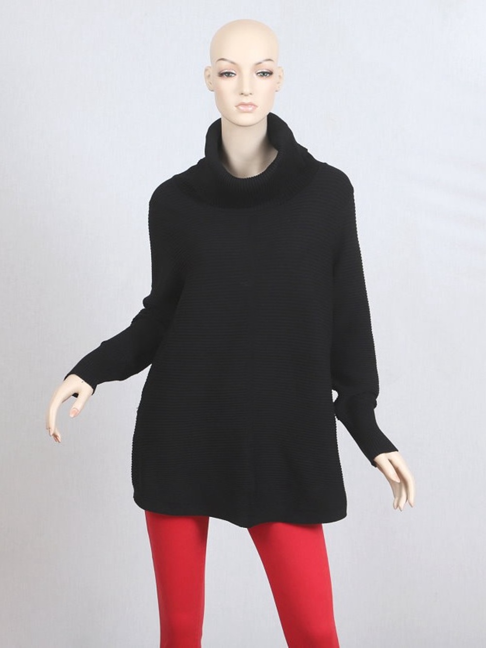 Oversized Black Turtleneck Sweater for Women by Penelope Leroy Large